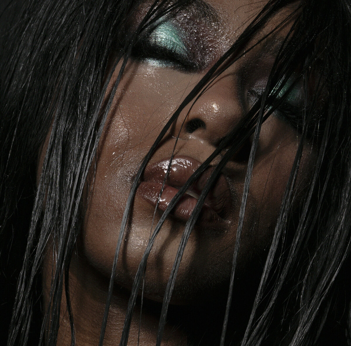 Model in black fur coat