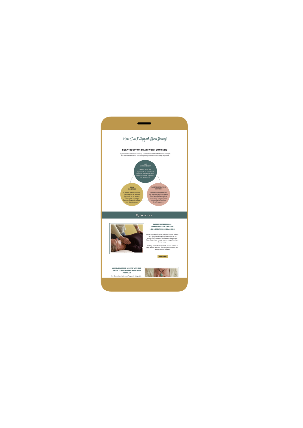 Mobile mockup of a website