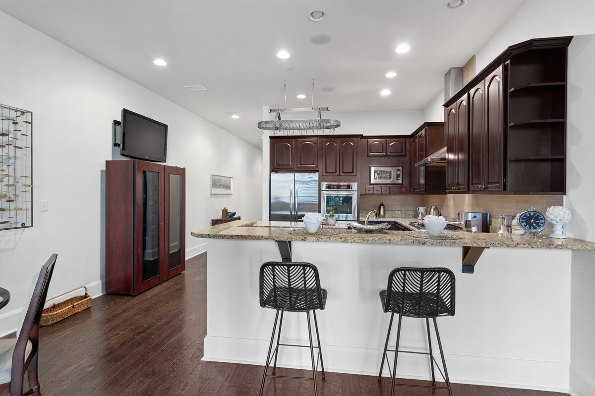Modern kitchen staging highlighting open-concept living and buyer-focused design