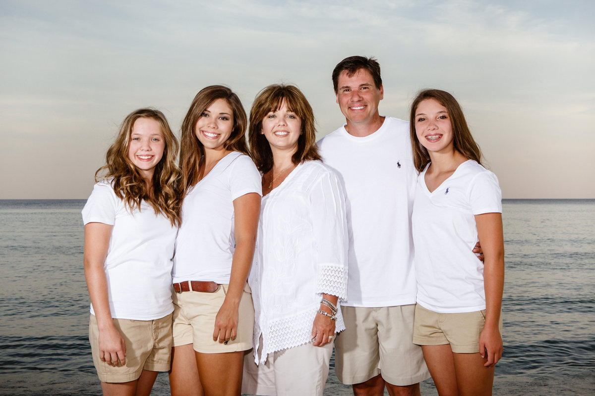 Nelda Davis family portrait in Orange Beach, Alabama.