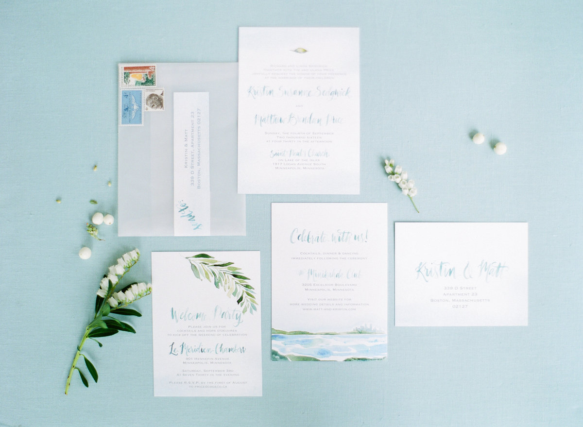 blue and white wedding invitations