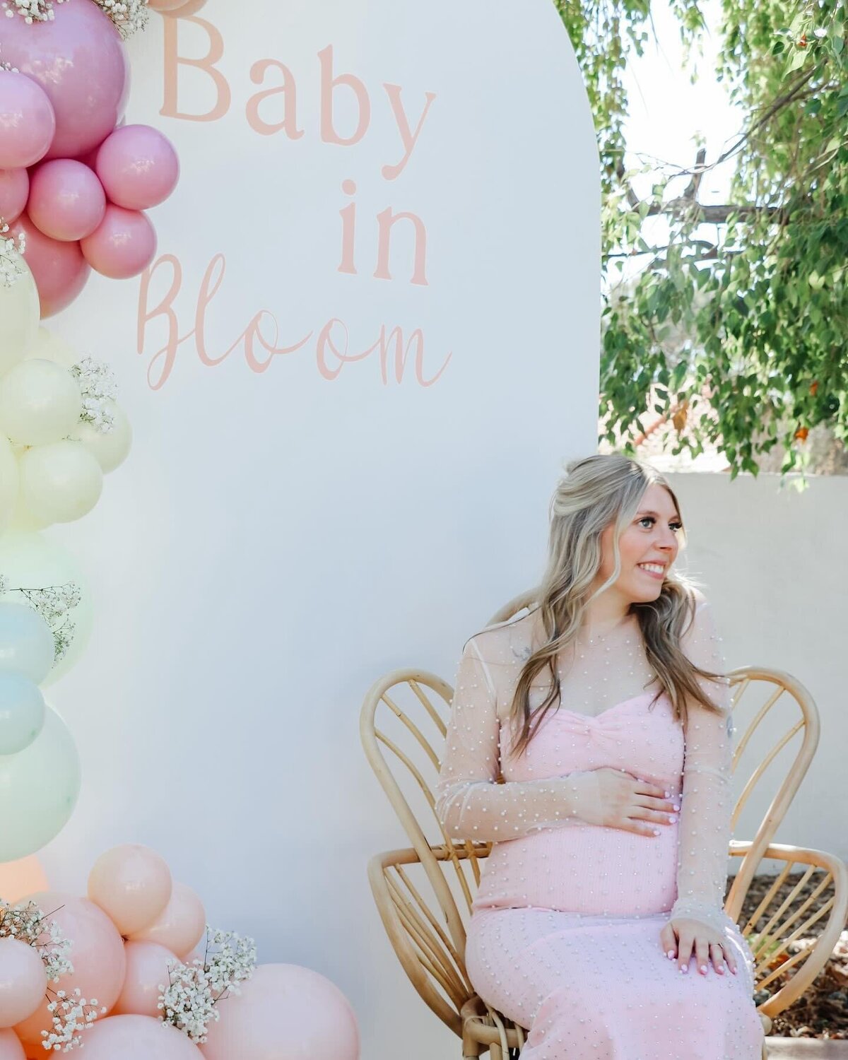 The AZ Party Squad- Baby Shower Balloon decor and Backdrop- Baby in Bloom