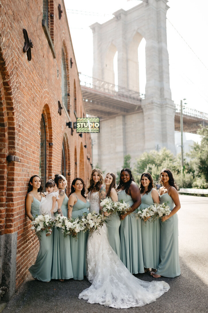 Bride and her wedding party in New York City Wedding
