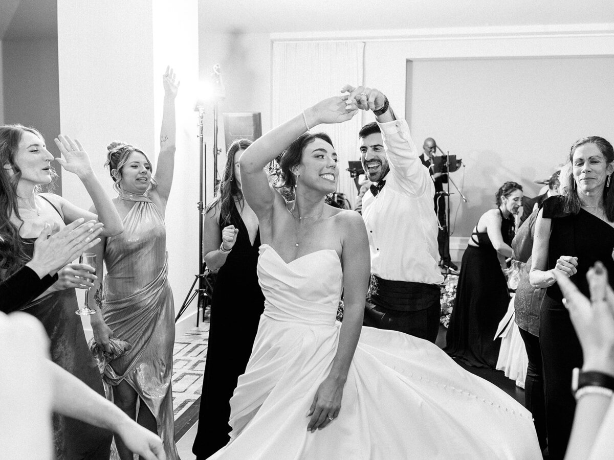 Bride and groom dancing at their wedding reception at Hotel Washington 