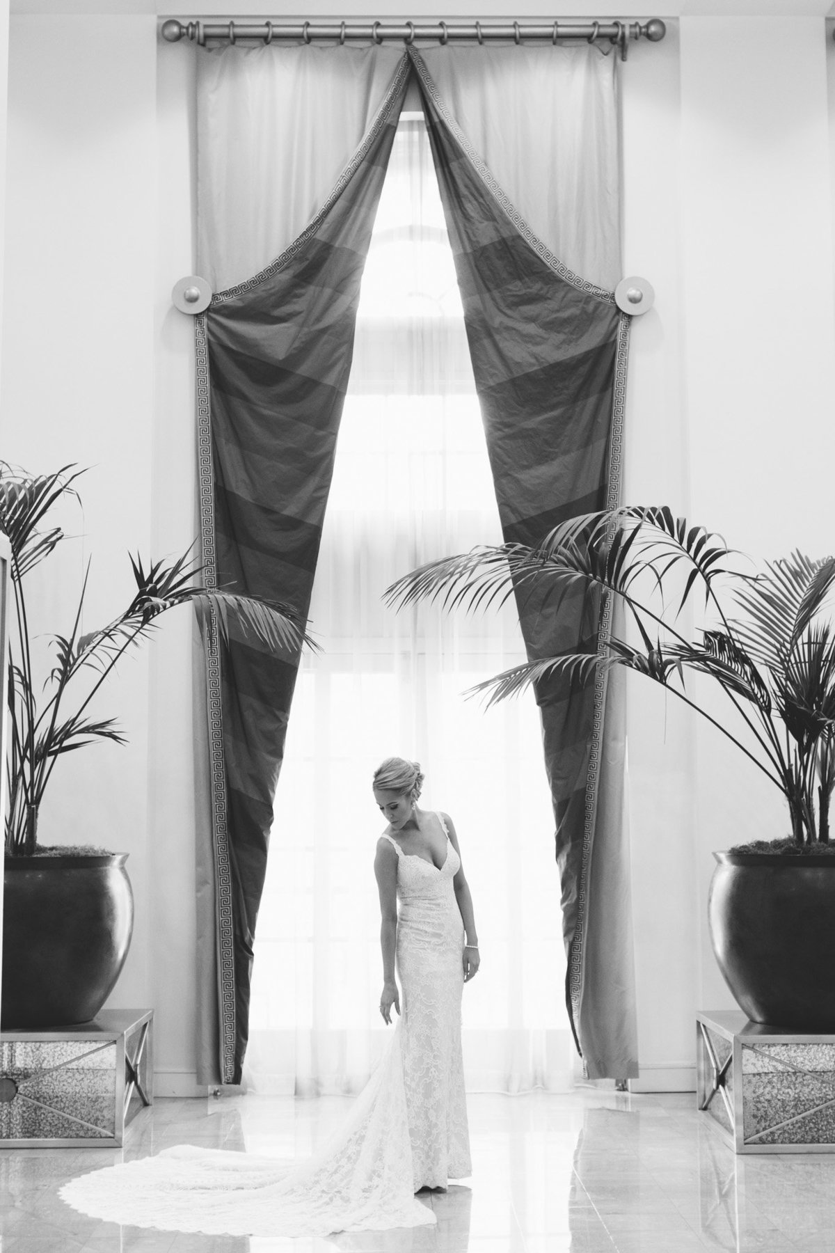 We are in love with this classic black and white bridal portrait  captured by Atlanta's top wedding photographer, Rebecca Cerasani.