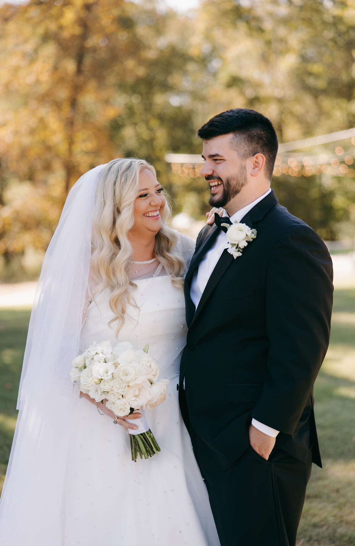 bride and groom portraits during the fall at danclay farms