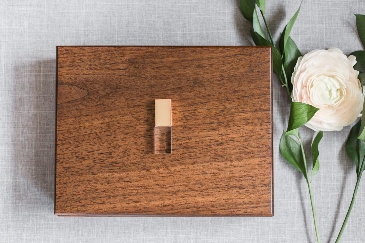 Wooden Keepsake Box with Gold USB
