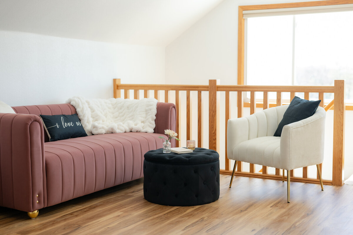 Lounge space in the bridal loft at The Era