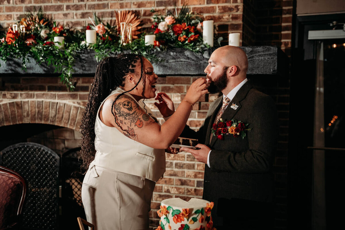 Outfit change for Trayce and couple share cake