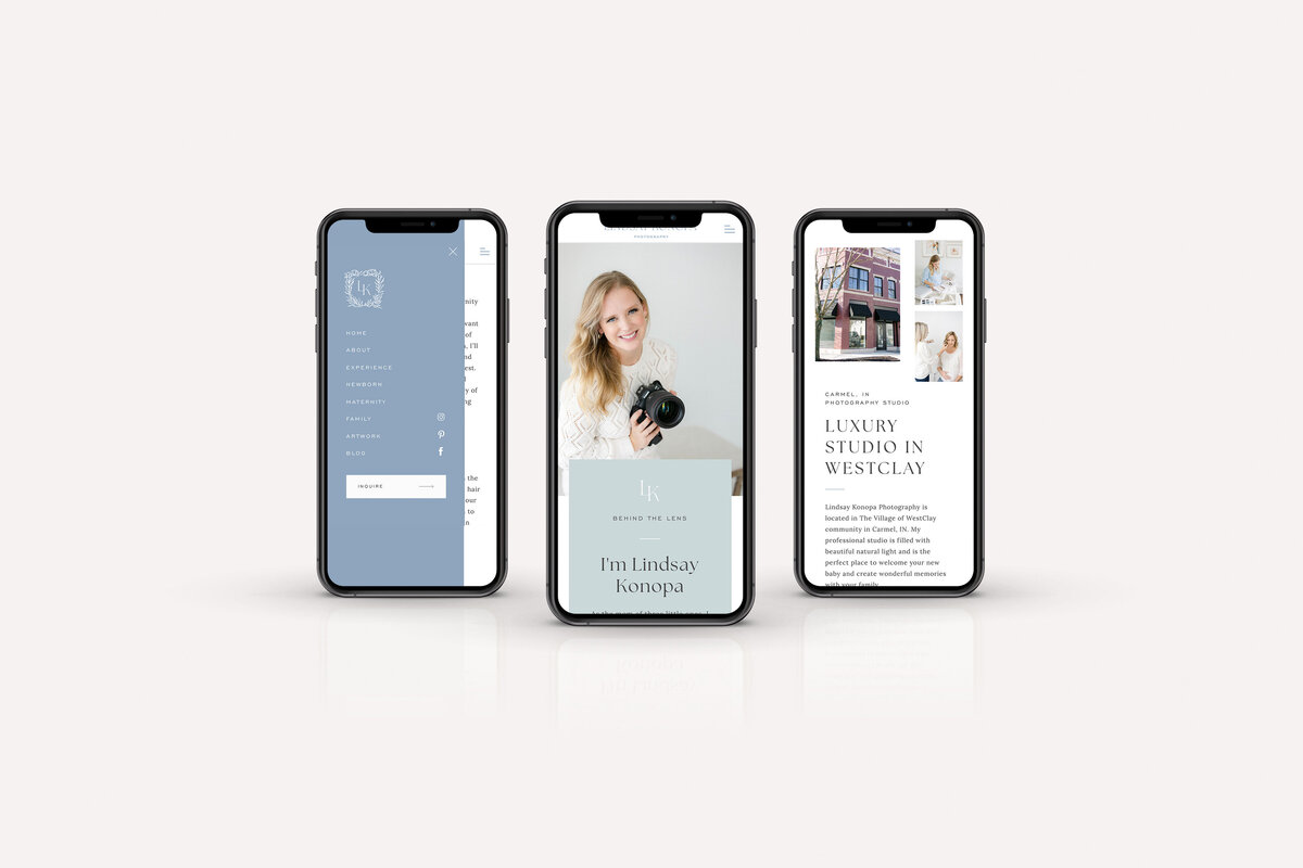 mockup showing a photography mobile website