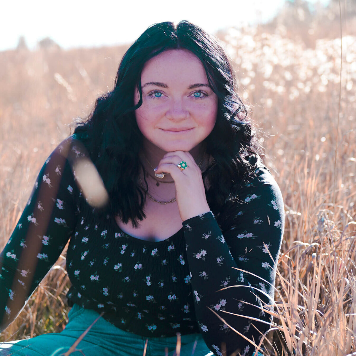 denver photography senior pictures - girl smiling in black shirt