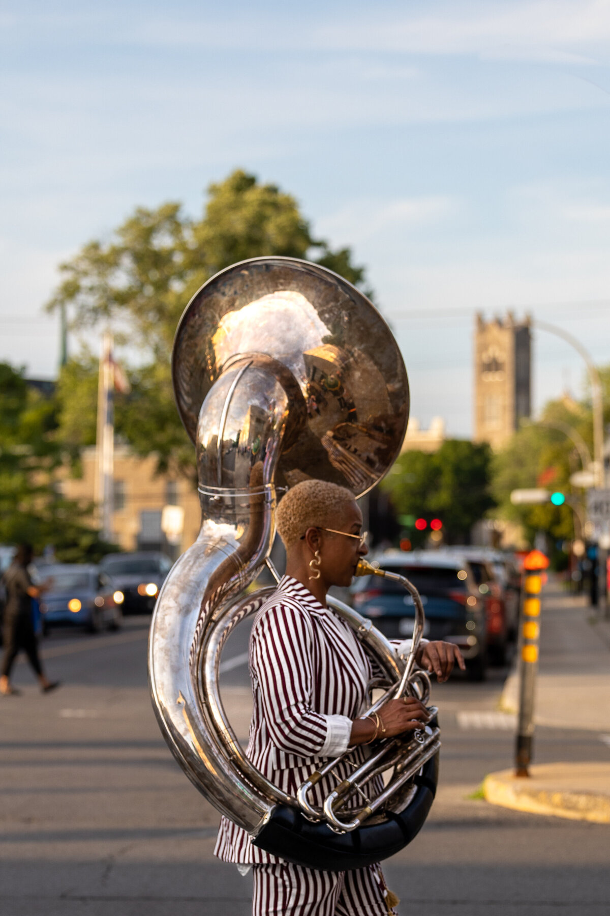 Summer parade in the streets of Ville St Laurent with Urban Science Brass Band