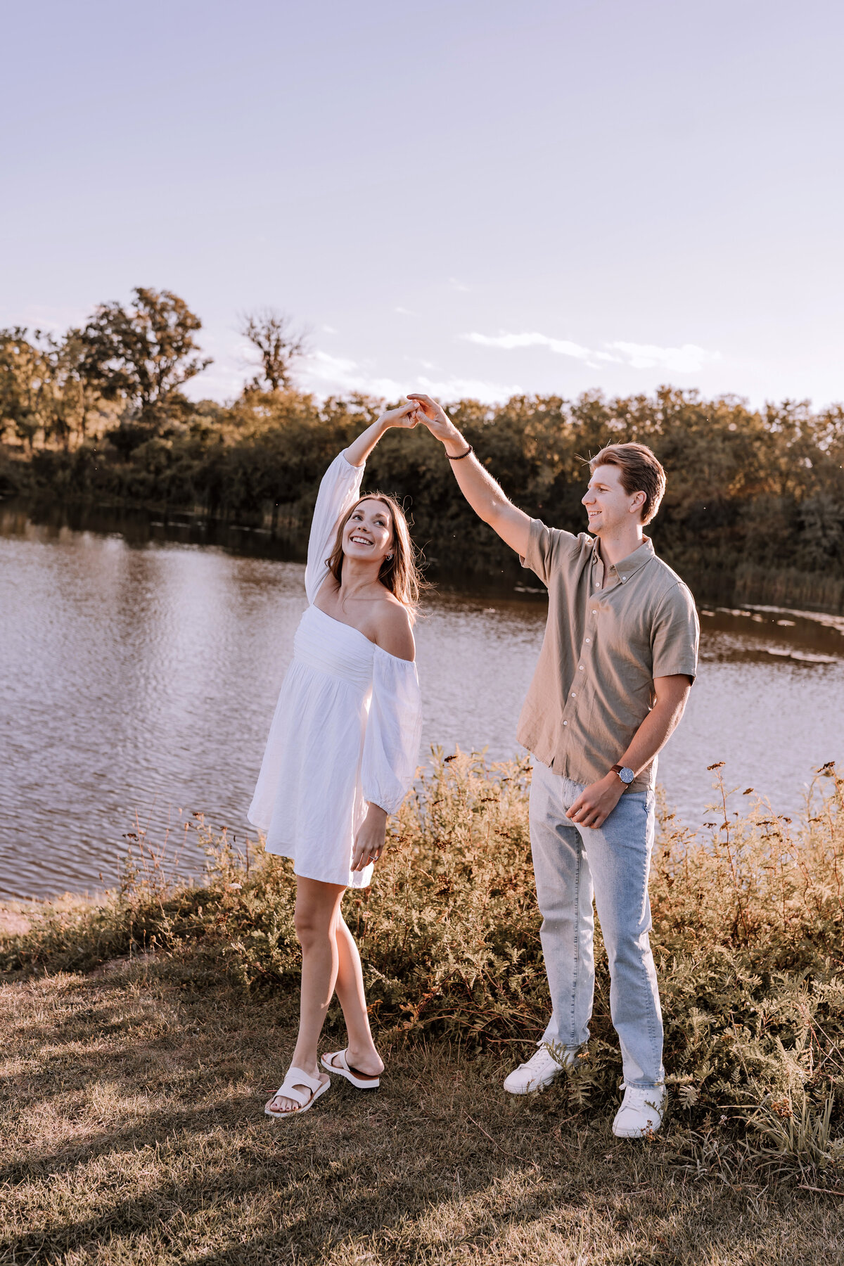 Couple dancing by the beach