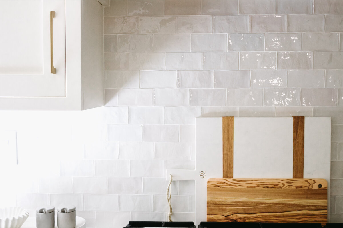 white tile kitchen detail