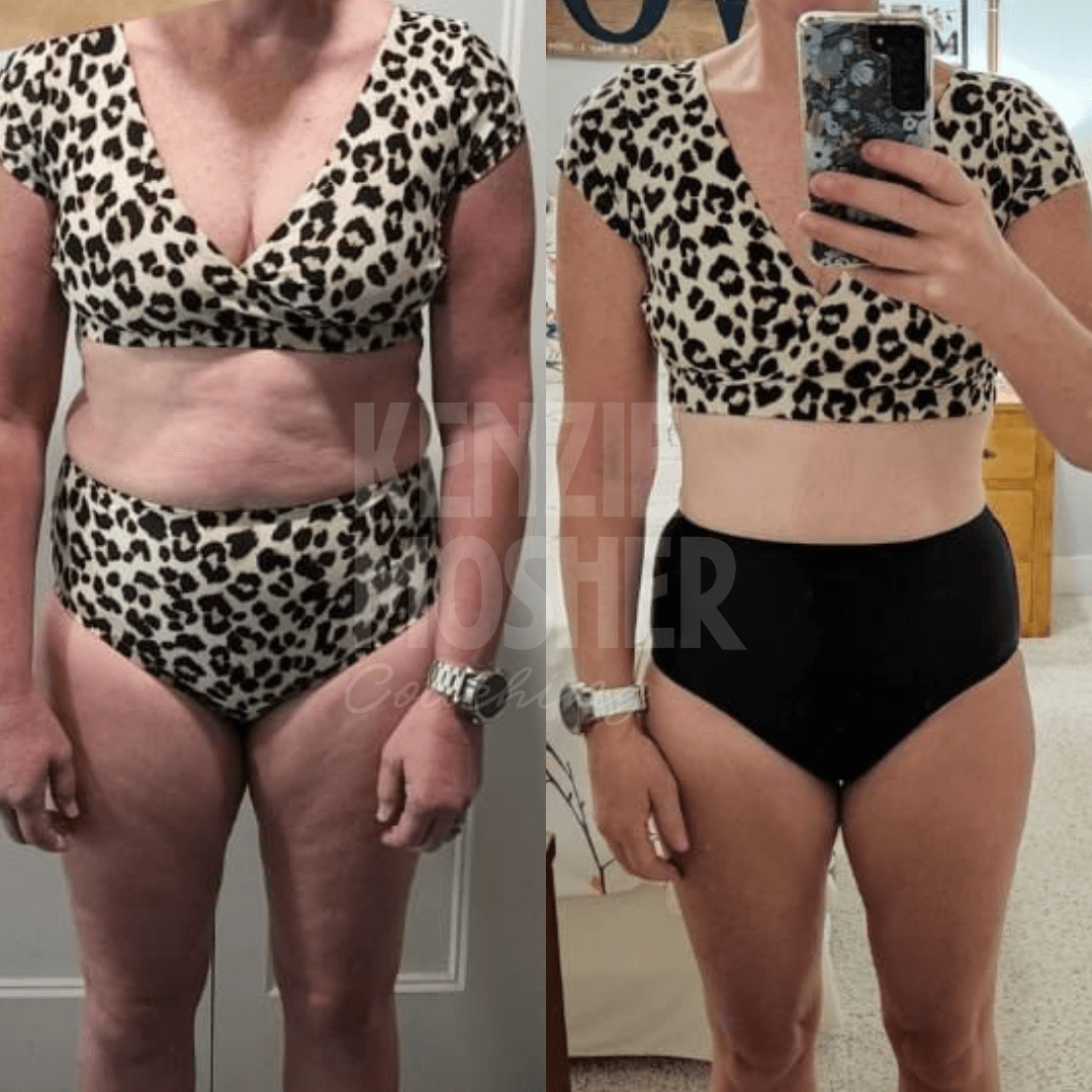 Client transformation demonstrating hormone balance and sustainable weight loss.