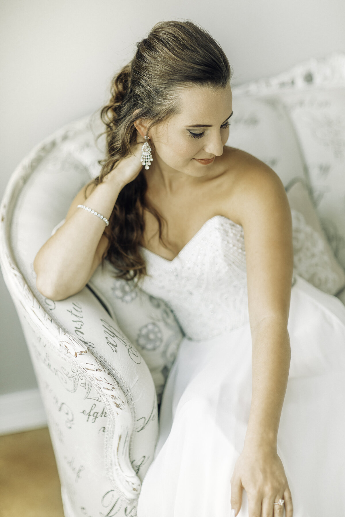 Wedding Photograph Of Bride Showing Her Earrings Los Angeles
