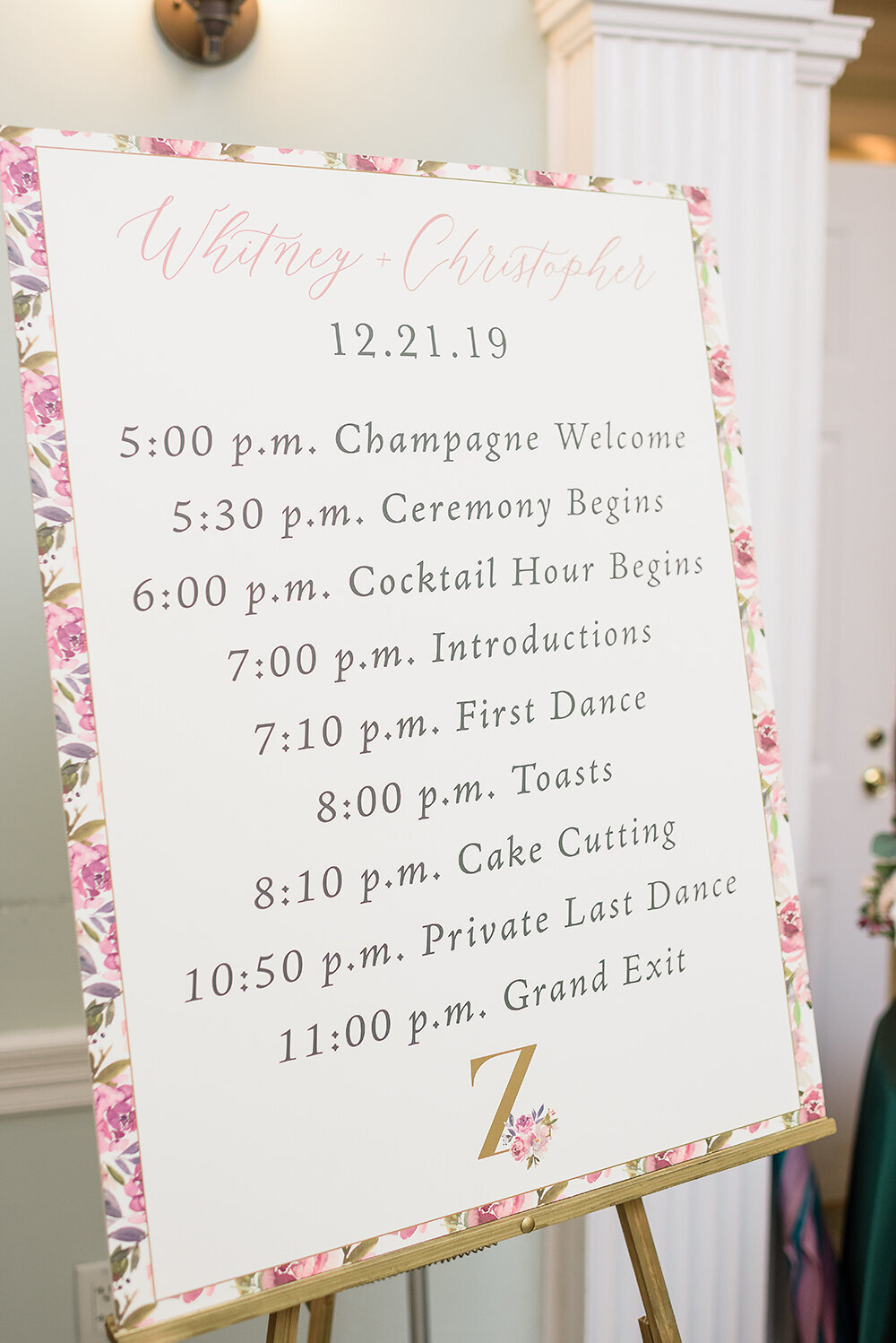 mauve gold blush wedding invitation floral monogram 20