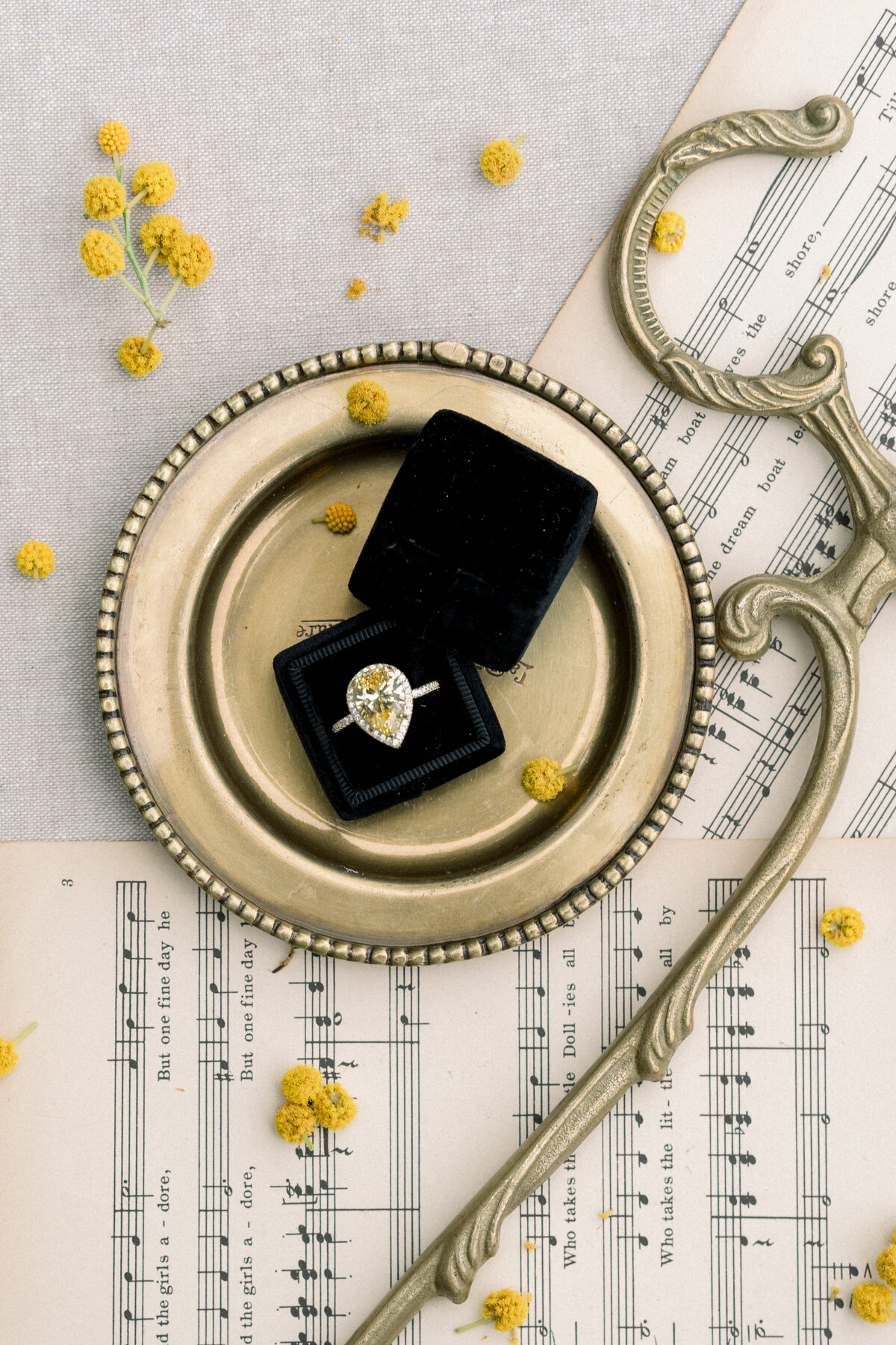 Brides Yellow diamond ring at Sunstone Winery in Santa Ynez, CA