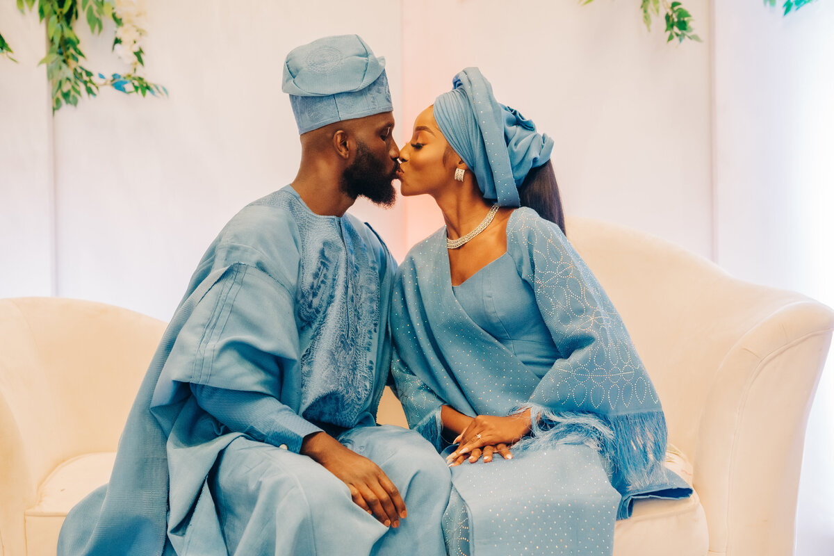 Tolu and Francis Oruka Events Wedding and event planners Toronto canada planner African Nigerian Ghana fusion  asoebi bella baby blue aso oke kente gele196