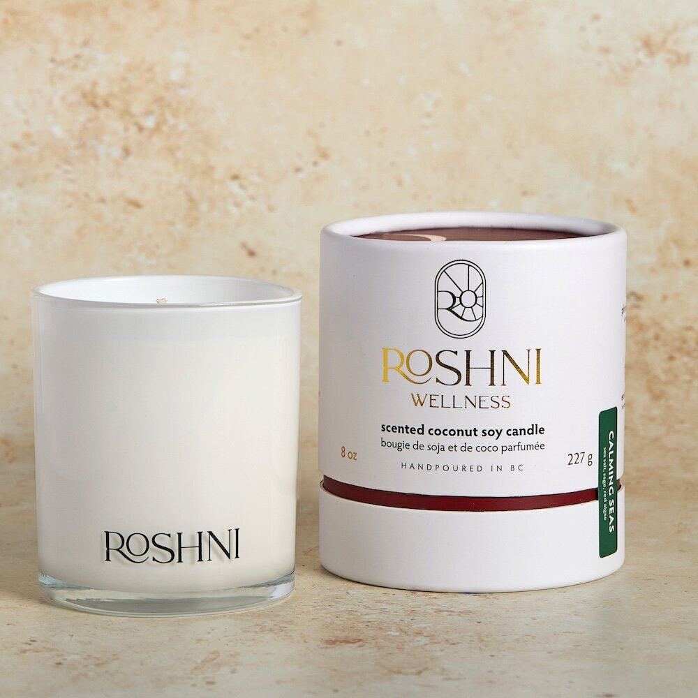 Roshni Wellness soy candle coconut scent