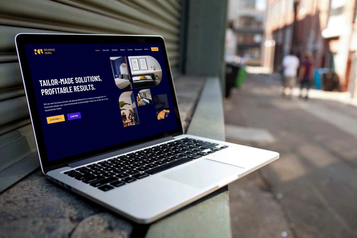 Free Laptop MockUp on City Street