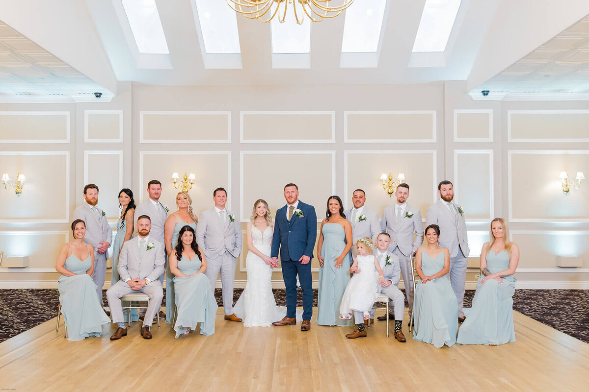 Bride and groom with wedding party