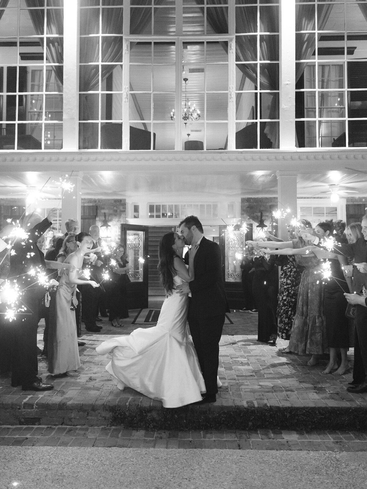 newlywed grand Exit black and white photo