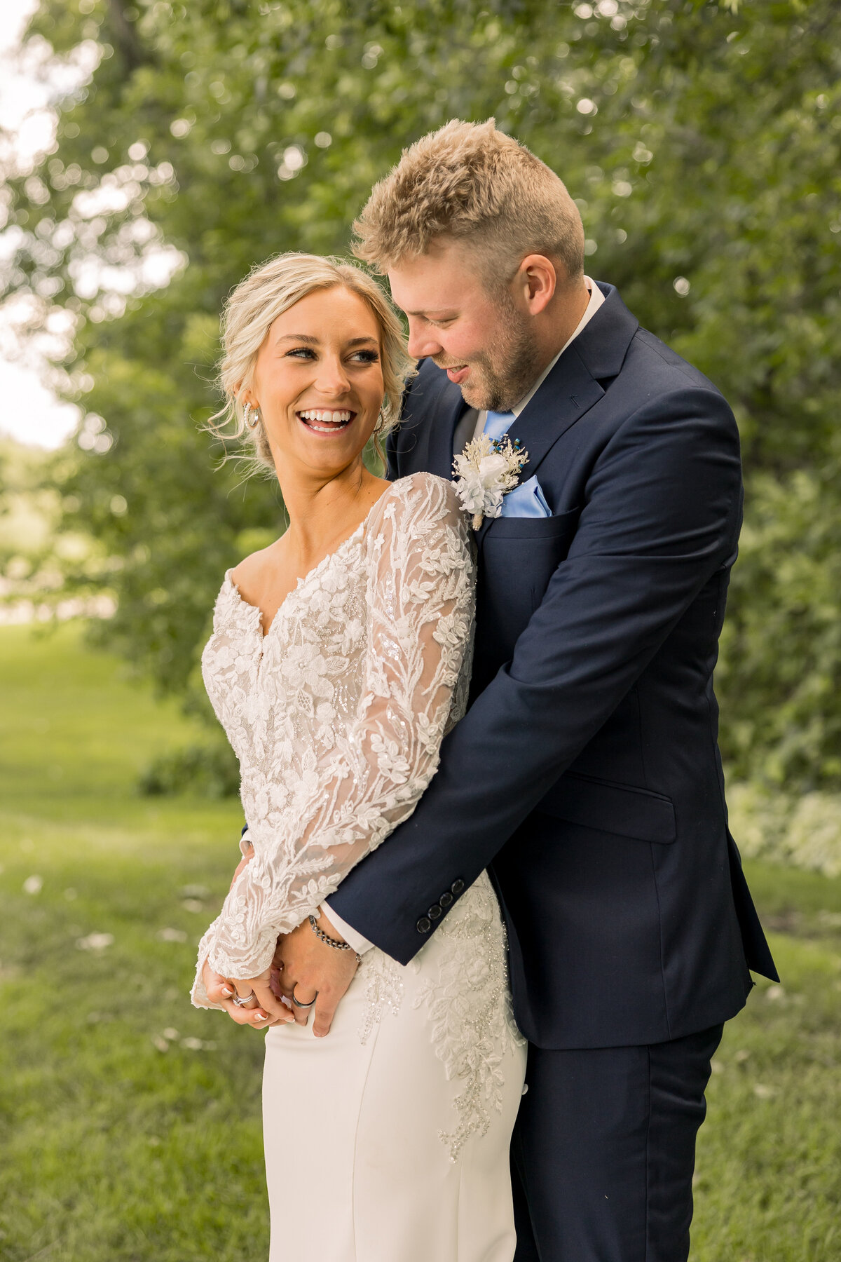 Bride and groom couple portraits in Central MN on wedding day
