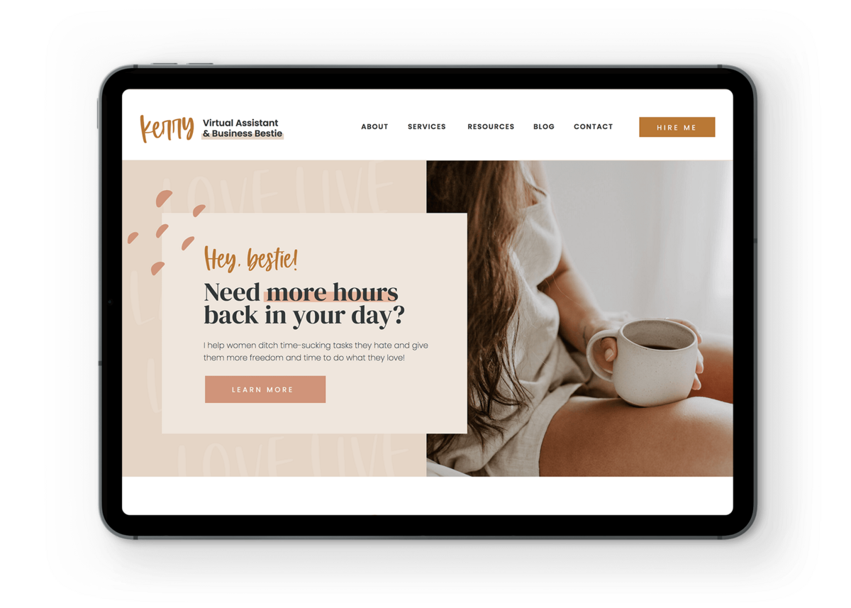kerry showit website template for virtual assistants and social media managers