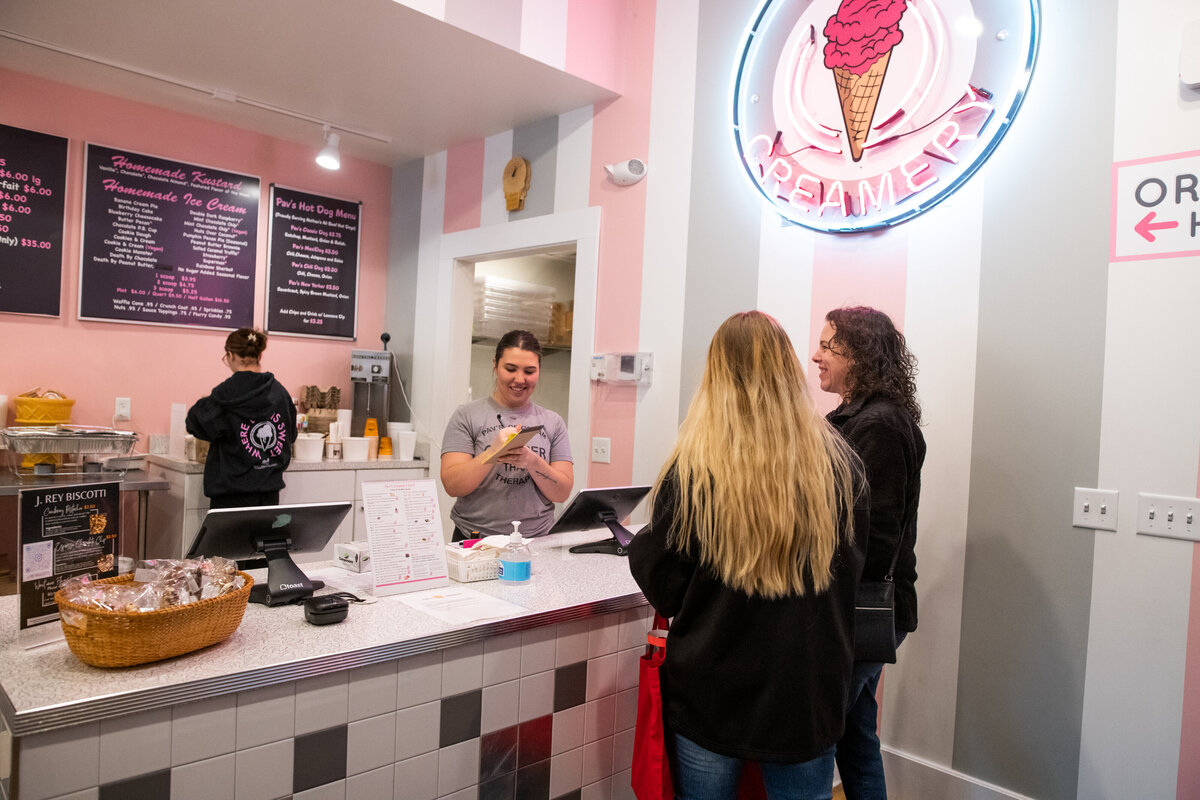 women order at Pavs Creamery Cuyahoga Falls