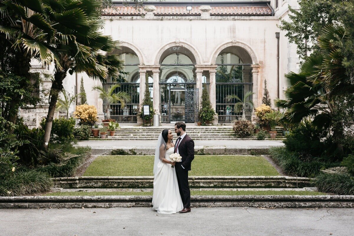 Bride and groom on their wedding day, captured by Priscila Del Cristo, a wedding photographer in Miami, FL.