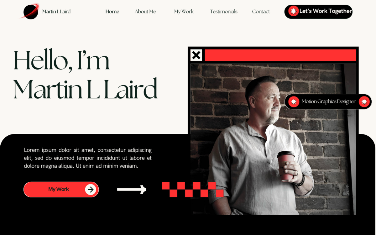 Dark Green and Orange Blank Creative Designer Portfolio Personal Website