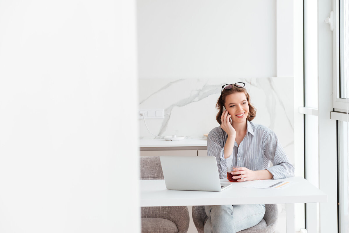 woman working at home for her small business