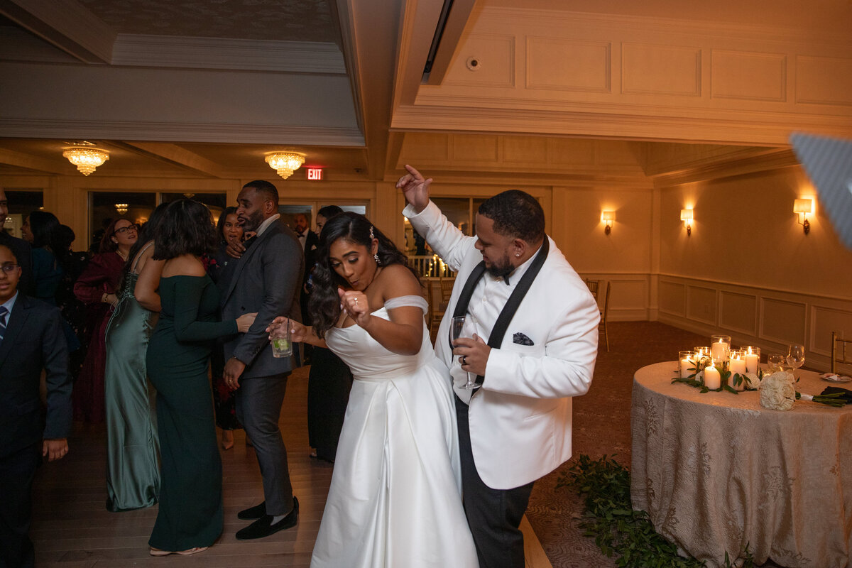 Bride and groom dancing on the dance floor