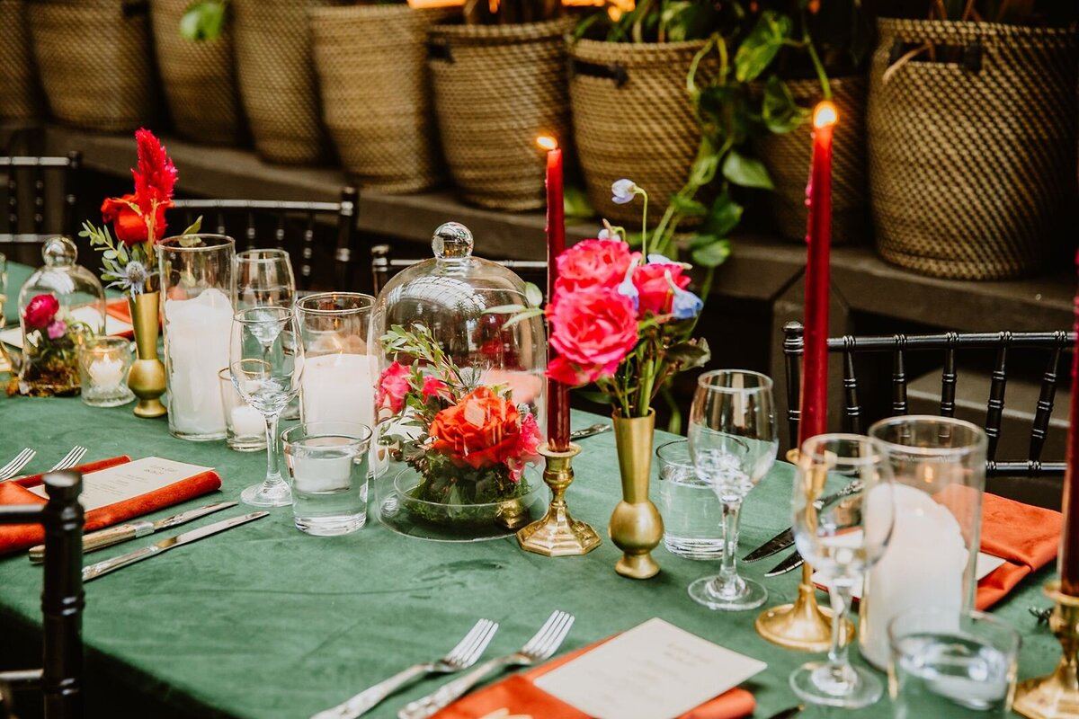 modern garden wedding reception table