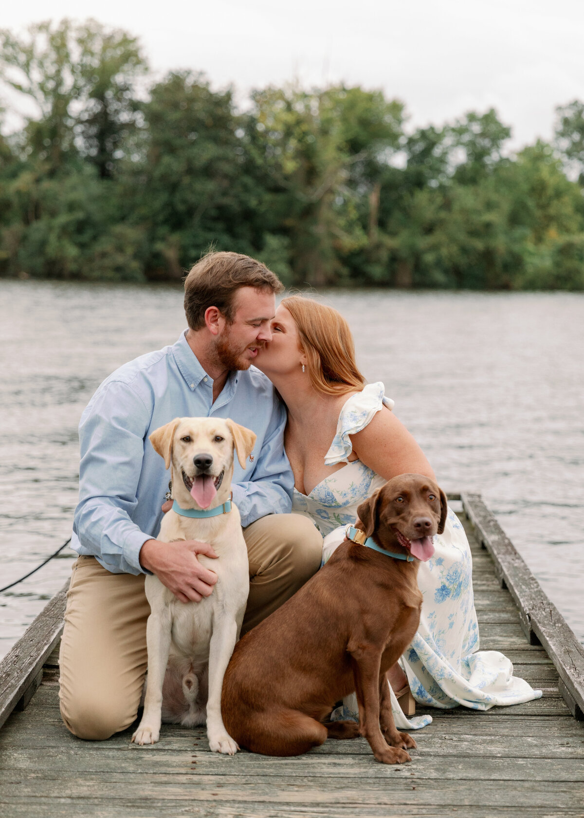 Engagement session with dogs on the Washington, NC waterfront