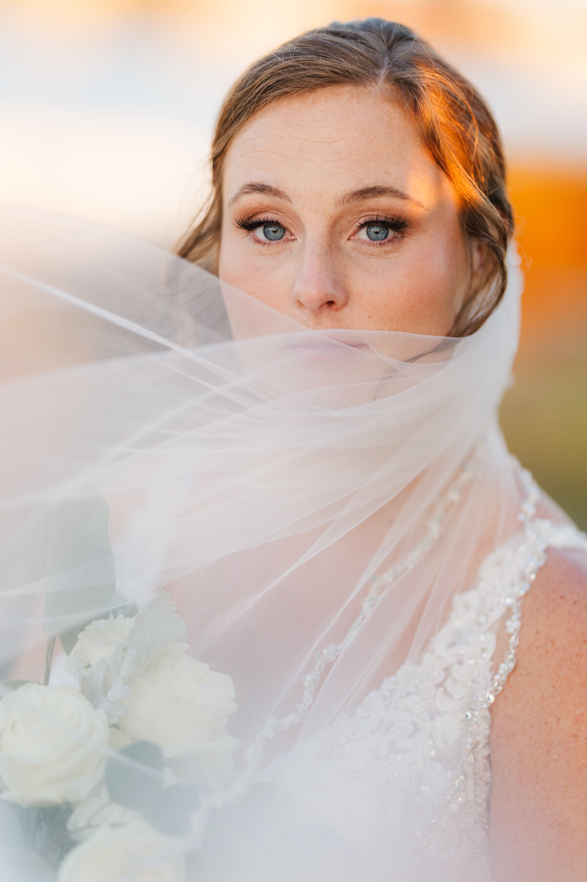 close-up bridal portrait with veil