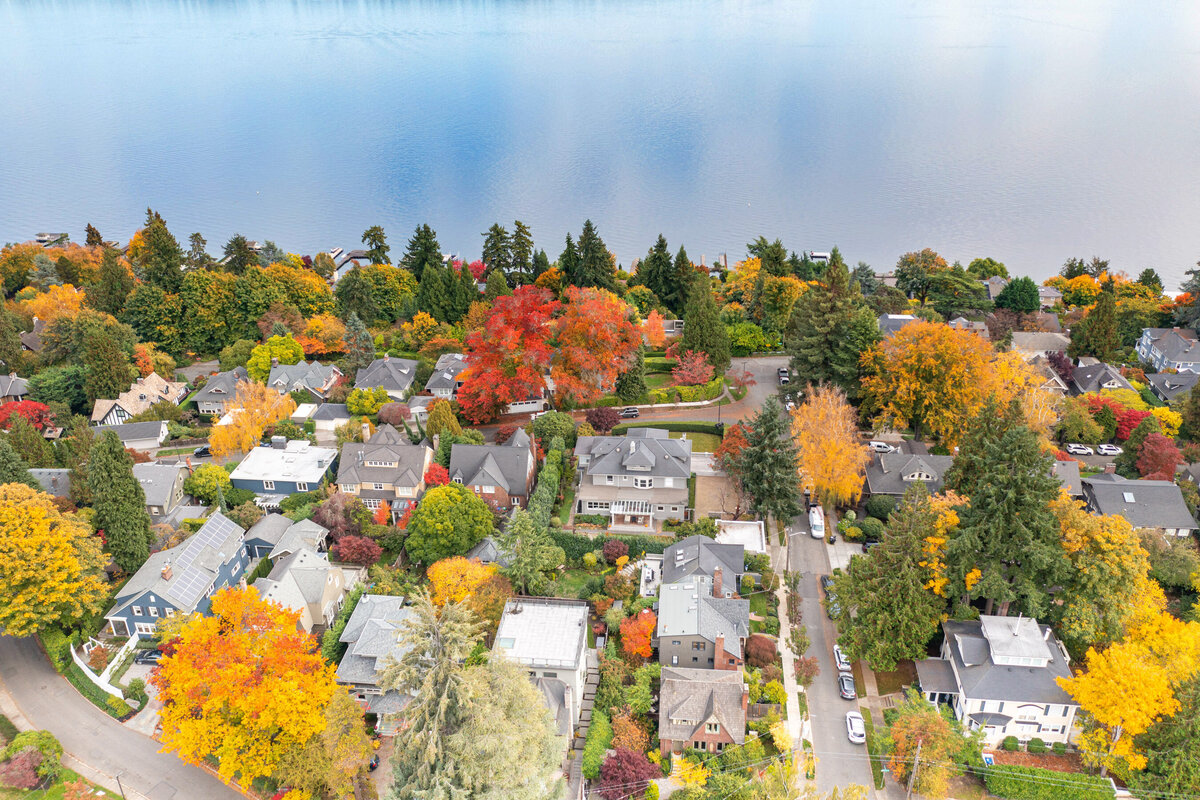 16  Drone Photographs of Waterfront Property in Bellevue for real estate agent