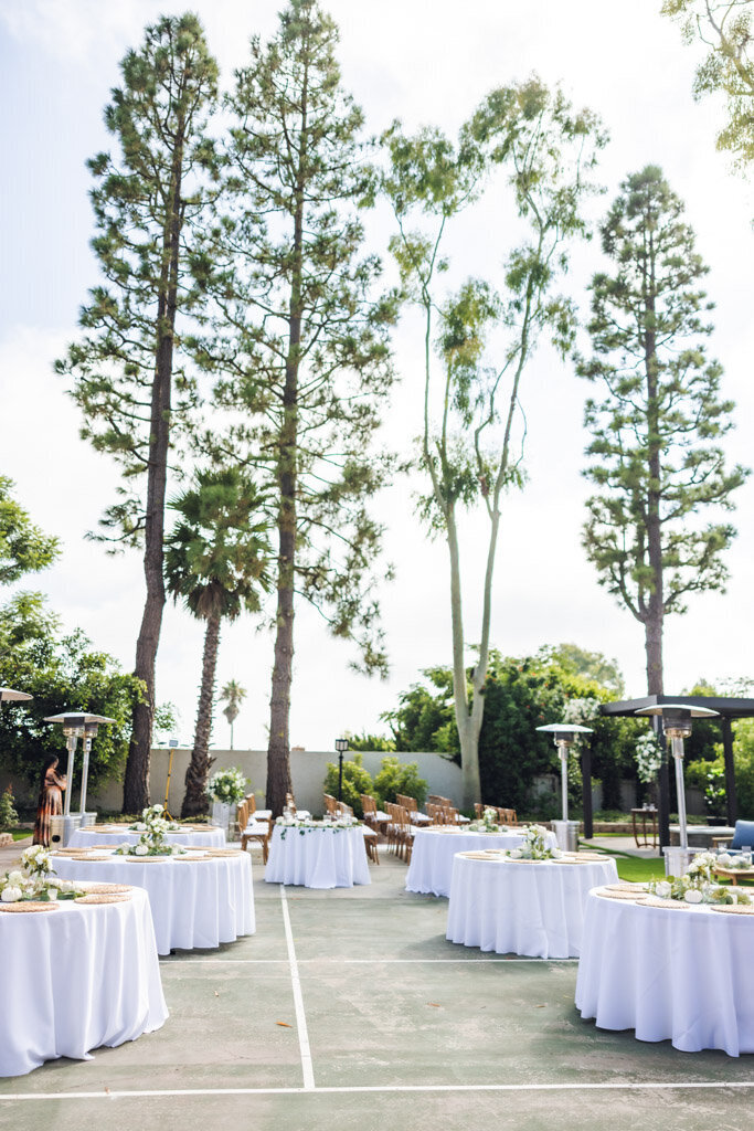 Reception site at intimate backyard wedding