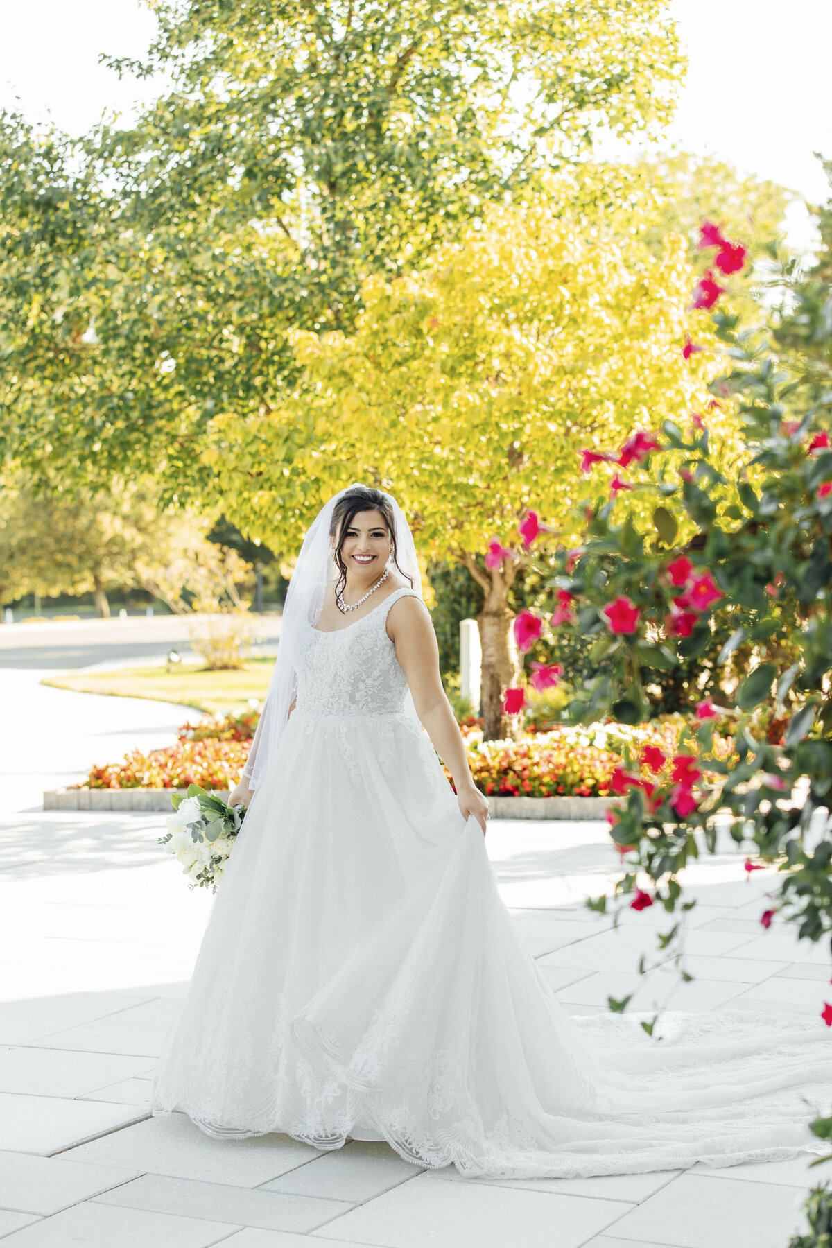 Palace at Somerset Park Summer Wedding | Lebanese Bride Posing Outdoors | Somerset, New Jersey Photography
