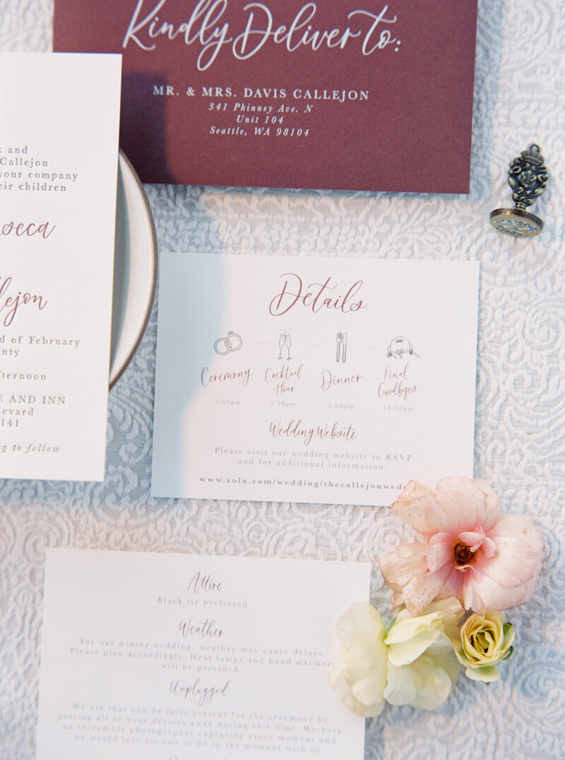 pirouettepaper.com _ Wedding Stationery, Signage and Invitations _ Pirouette Paper Company _ The West Shore Cafe and Inn Wedding in Homewood, CA _ Lake Tahoe Winter Wedding _ Jordan Galindo Photography  (12)