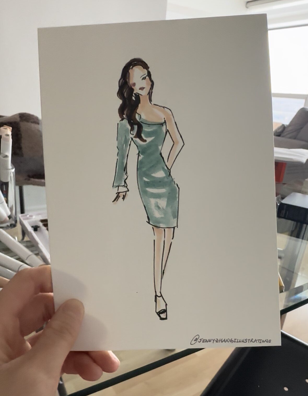 Custom paintings for attendees of a corporate holiday party by Toronto live illustrator Jenny Zhang