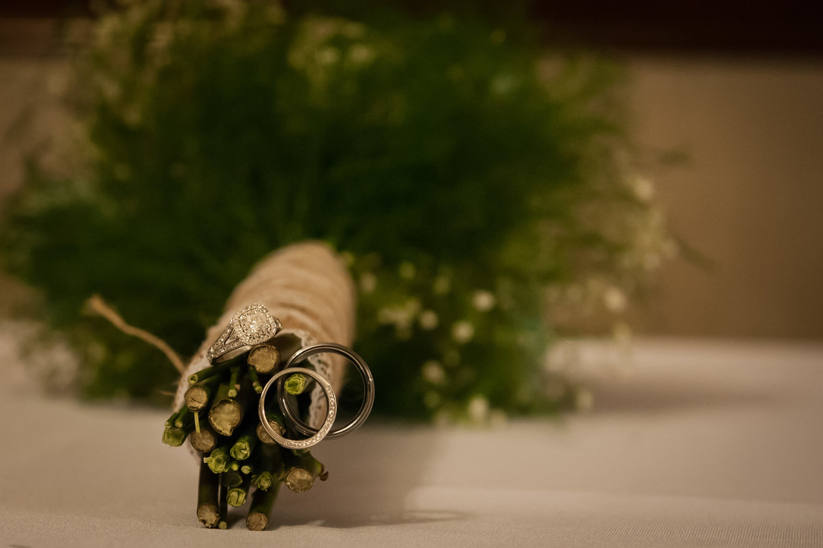 rings hung on flower stems