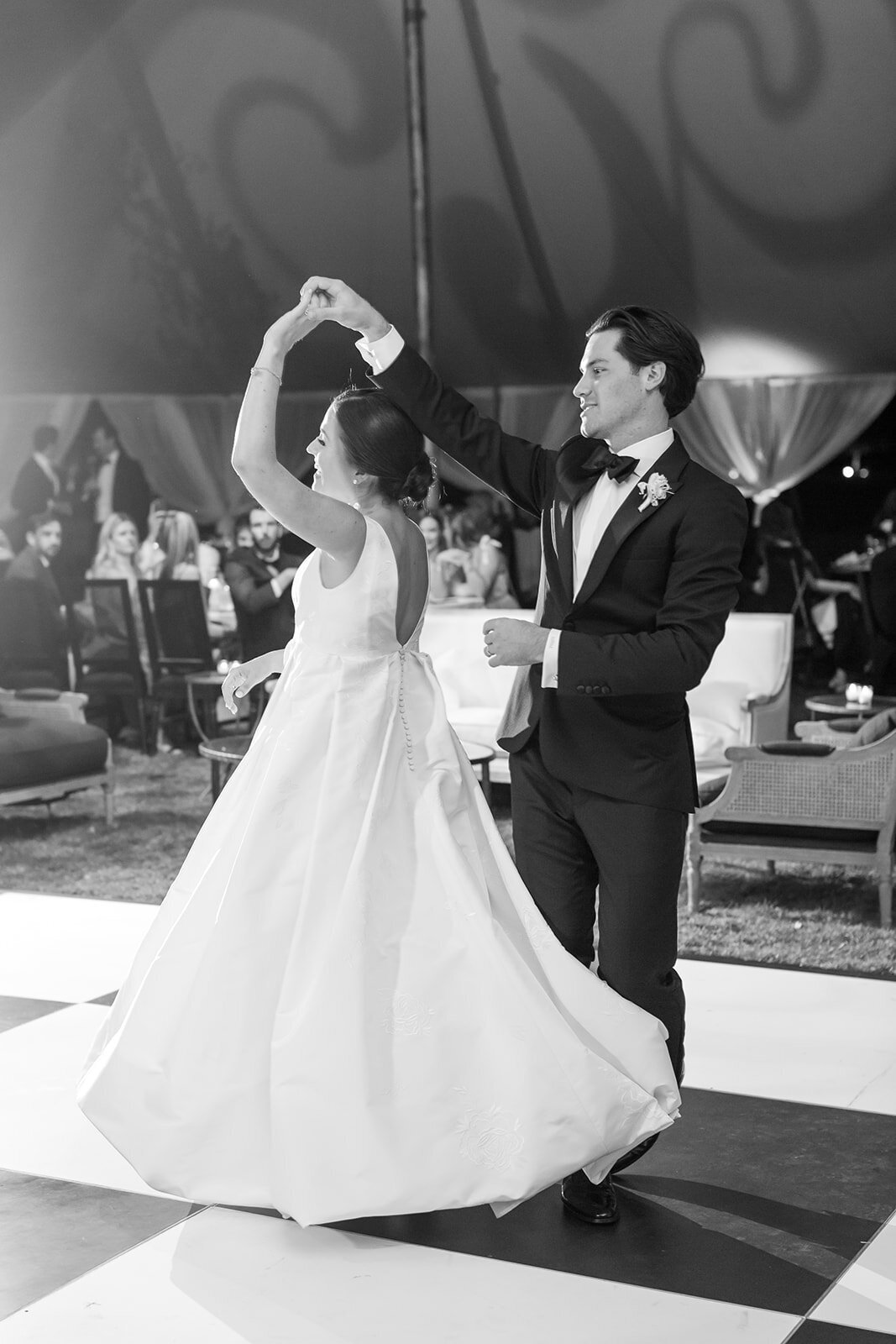 Menlo Circus Club Tented Wedding Checkerboard Dance Floor