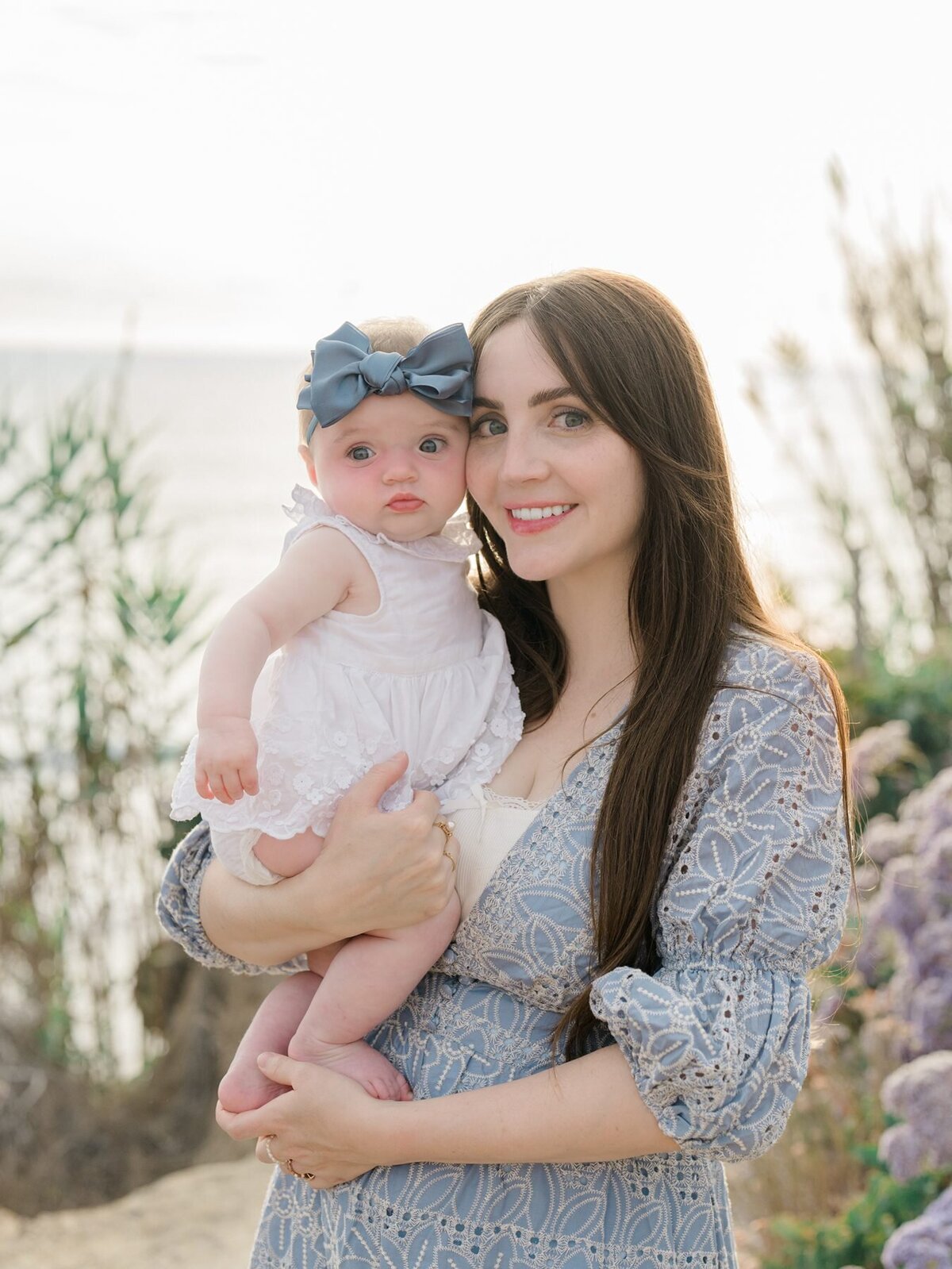 Mom and daughter photoshoot at del mar coastal beach