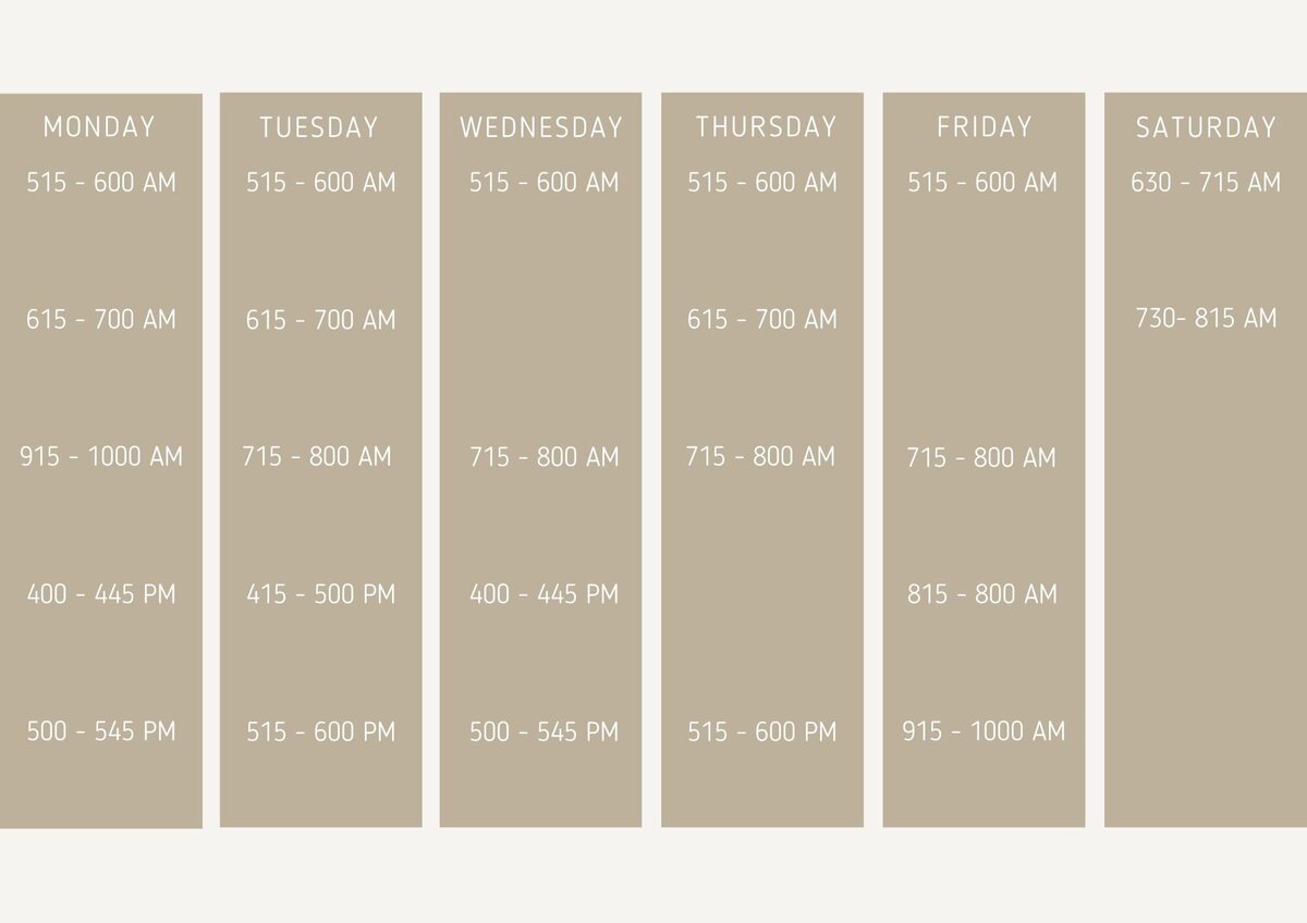 Our Currumbin Class Time Table Find Your Natural Rhythm!