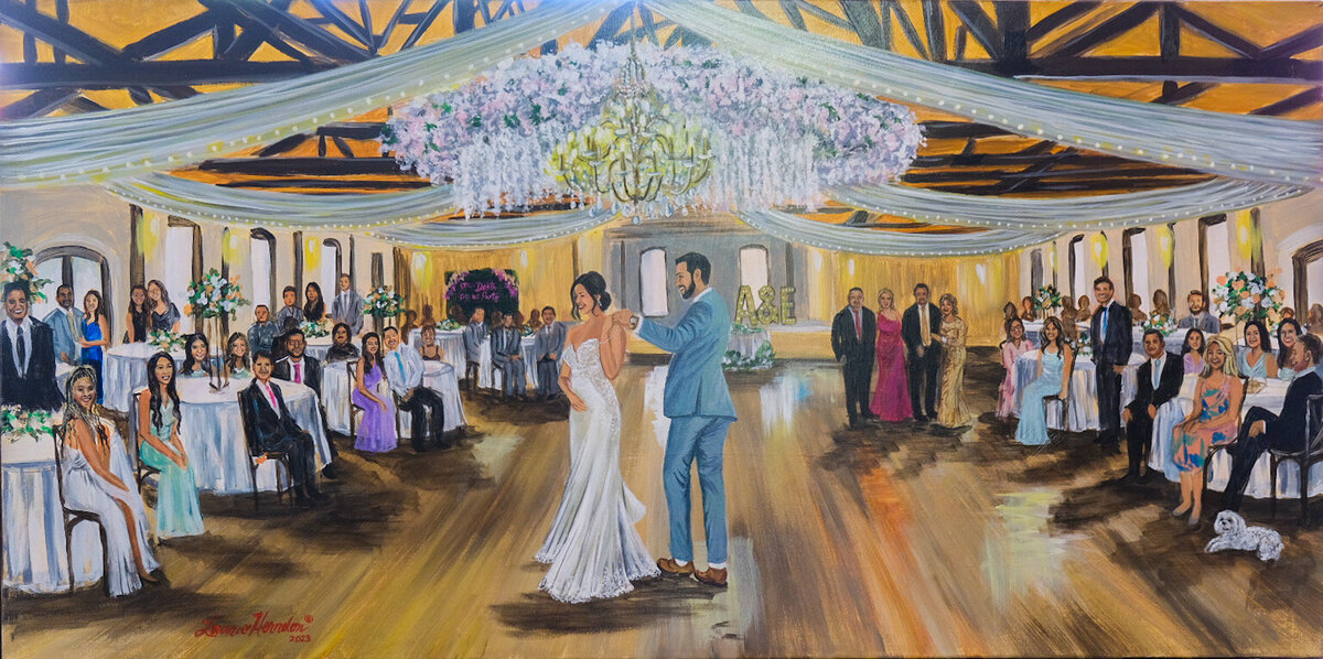 the springs event venue live wedding painting by Laura Herndon