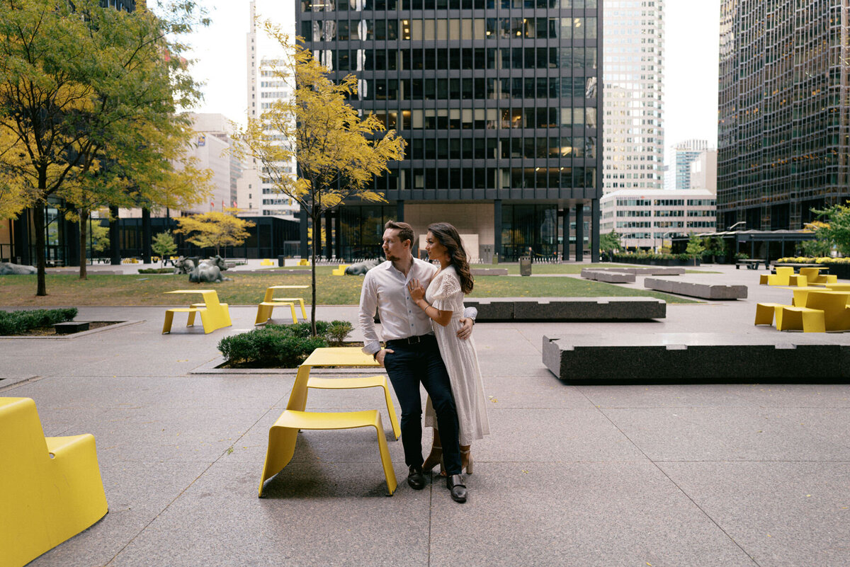 financial district toronto engagement photos