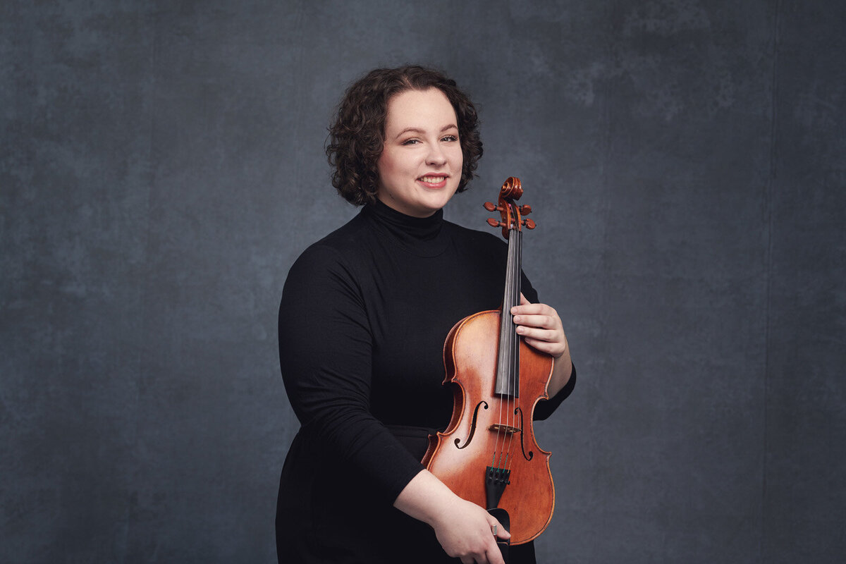 Artistic Portrait of Female Violinist Holding Instrument in St. Paul, Minnesota-65
