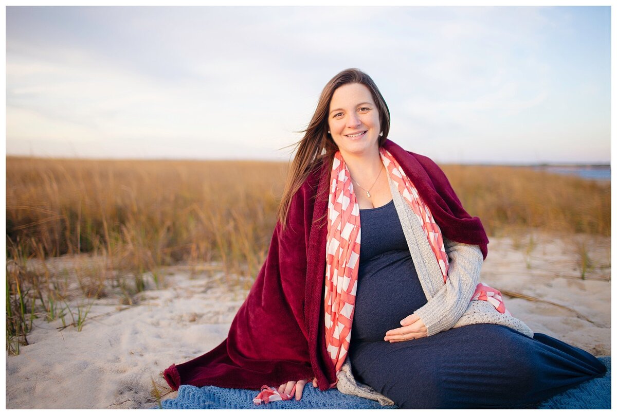 winter maternity session at fort fisher,nc